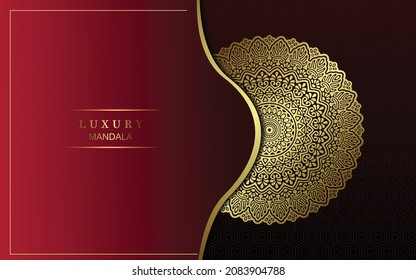 Luxury gold mandala ornate background for wedding invitation, book cover