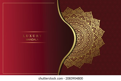 Luxury gold mandala ornate background for wedding invitation, book cover
