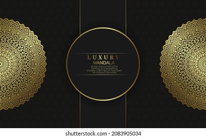 Luxury gold mandala ornate background for wedding invitation, book cover