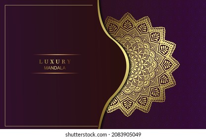 Luxury gold mandala ornate background for wedding invitation, book cover