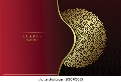 Luxury gold mandala ornate background for wedding invitation, book cover