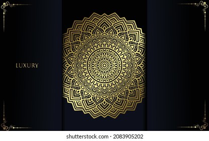 Luxury gold mandala ornate background for wedding invitation, book cover