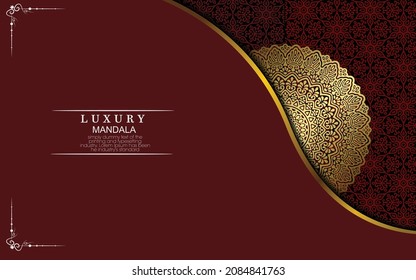 Luxury gold mandala ornate background for wedding invitation, book cover