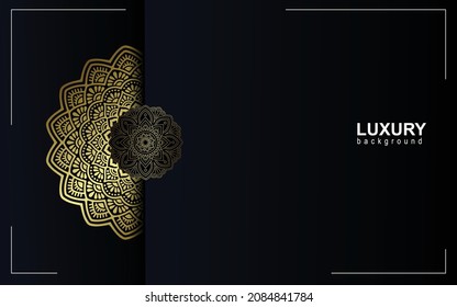 Luxury gold mandala ornate background for wedding invitation, book cover