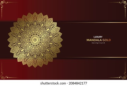 Luxury gold mandala ornate background for wedding invitation, book cover