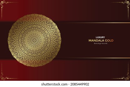 Luxury gold mandala ornate background for wedding invitation, book cover