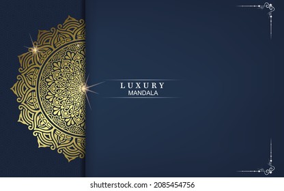 Luxury gold mandala ornate background for wedding invitation, book cover