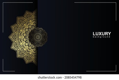 Luxury gold mandala ornate background for wedding invitation, book cover