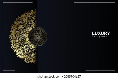 Luxury gold mandala ornate background for wedding invitation, book cover