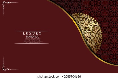 Luxury gold mandala ornate background for wedding invitation, book cover