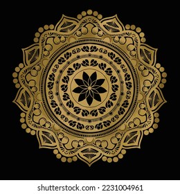 luxury gold mandala pattern on black background