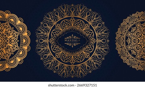 Luxury Gold Mandala Pattern on Dark Background