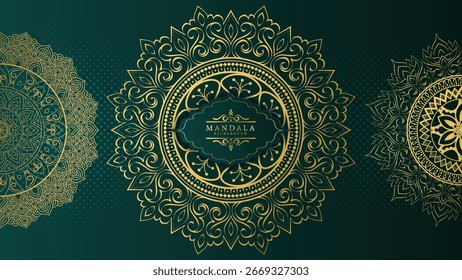 Luxus-Gold-Mandala-Muster auf dunklem Hintergrund