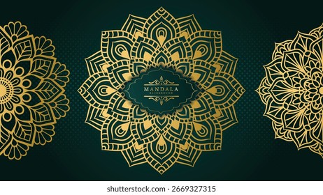 Luxus-Gold-Mandala-Muster auf dunklem Hintergrund