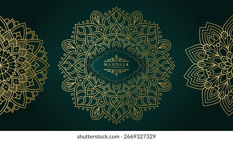 Luxury Gold Mandala Pattern on Dark Background