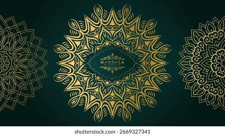 Luxury Gold Mandala Pattern on Dark Background