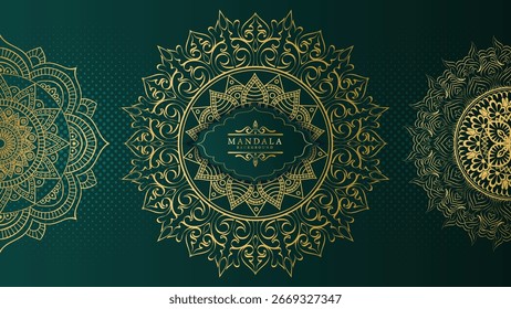 Luxus-Gold-Mandala-Muster auf dunklem Hintergrund