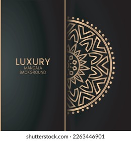 Luxury gold mandala royal pattern. Oriental design for party invitation, wedding, New year greeting, beauty spa salon, save the date, Henna, Mehndi, tattoo. Decorative ornament in ethnic oriental.