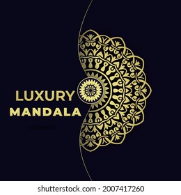 Luxury gold mandala vector. Ethnic royal pattern design for Christmas ornaments, holiday card decoration, beauty spa salon or yoga studio decor, wedding invitation.