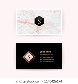 Luxury Gold Marble VIP Business Card Design Template.