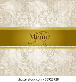 luxury gold menu in damask background