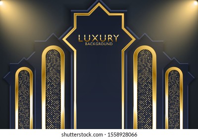 Luxury gold metal geometric background. Graphic design element for invitation, cover, background. Elegant decoration