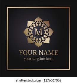 Luxury gold monogram design pattern for one or two letters . Wedding monogram. Elegant ornament. Sign of business, the identity monogram for signs of restaurant, boutique, hotels, heraldic, jewelry.
