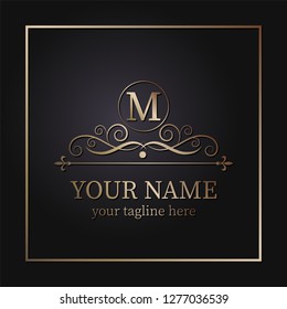 Luxury gold monogram design pattern for one or two letters . Wedding monogram. Elegant ornament. Sign of business, the identity monogram for signs of restaurant, boutique, hotels, heraldic, jewelry.