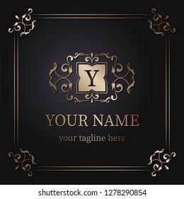 Luxury gold monogram design pattern for one or two letters . Wedding monogram. Elegant ornament. Sign of business, the identity monogram for signs of restaurant, boutique, hotels, heraldic, jewelry.