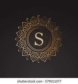 Luxury gold monogram. Vintage decorative elements. Ornamental floral business cards, oriental pattern, vector illustration. Islam, Arabic, Indian, turkish, pakistan, chinese, ottoman motifs.