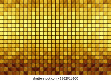 Luxury gold mosaic background. Gold square mosaic tiles pattern background. Golden square glass tile  background. Abstract  Christmas Luxury golden mosaic background. Golden mosaic. Vector illustration