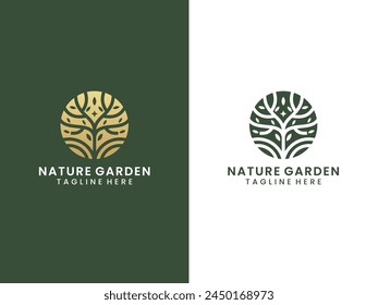 Luxury gold nature garden logo design