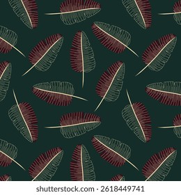 Luxury gold and nature green background vector. Floral pattern, Golden split-leaf Philodendron plant with monstera plant line arts, Vector illustration.
