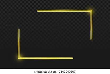 Luxury gold neon frame with sharp corners, perfect for high-end invitations, award designs, and premium branding projects.