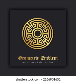 Luxury gold ornament emblem design stylish line art decorative logo. Hotel Label Template. Free vector