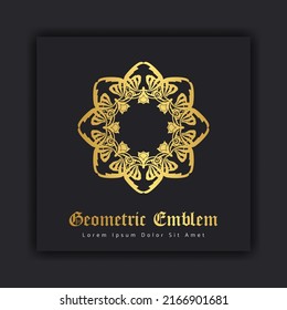 Luxury gold ornament emblem design stylish line art decorative logo. Hotel Label Template. Free vector