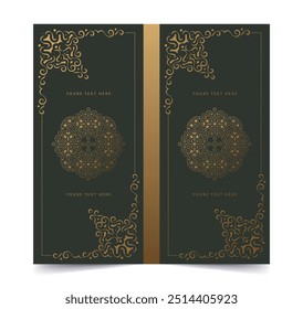 Design de capa de livro ornamental de ouro de luxo