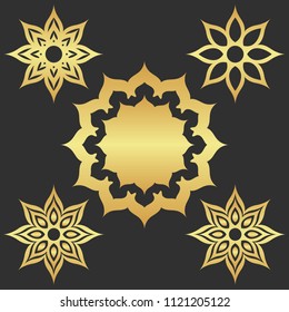 Luxury gold ornamental element. Abstract golden frame.