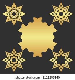 Luxury gold ornamental element. Abstract golden frame.