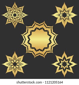Luxury gold ornamental element. Abstract golden frame.