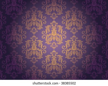 Luxury gold ornamental pattern on a violet background