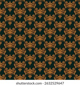 Luxury Gold Ornamental Seamless Pattern on Navy Blue