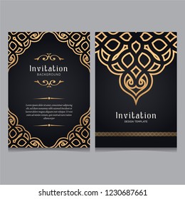 Luxury Gold ornamental  wedding invitation template, Greeting card invitation ornaments.  