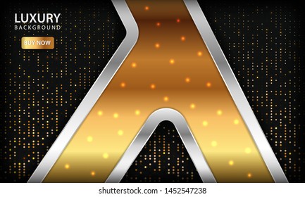 Luxury gold overlap layers background. Texture with silver list and glitters. Modern design background.