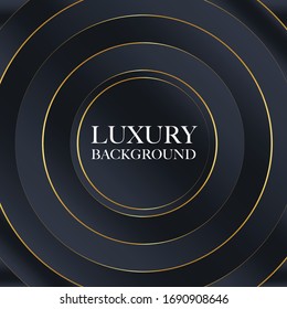 Luxury Gold Paper Cut Backgrounds with Golden Line Vector Banner Illustration. For Greeting Card, Advertising, Discount, Poster, etc.