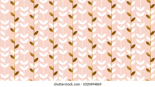 Luxury gold and pastel flowers seamless pattern. elegant stock vector illustration. Floral decorative design element for background, wrapping paper, fabric.