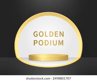 Luxury gold podium or pedestal stage and circle backdrop for product display presentation