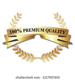 Luxury Gold PREMIUM QUALITY award Label. Luxury Gold Quality Badge. Vector Vintage Badges 100% High Quality Certificate. Top Premium Quality. Gold, Purple, Black Color on white background.