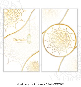 Luxury gold ramadan greeting card design. Ramadan kareem background for greeting, poster and banner. Mandala design.