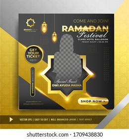 Luxury Gold Ramadan Sale Square Banner Promotion template. Social media template post for Ramadan kareem Greeting card, event and Promotion.